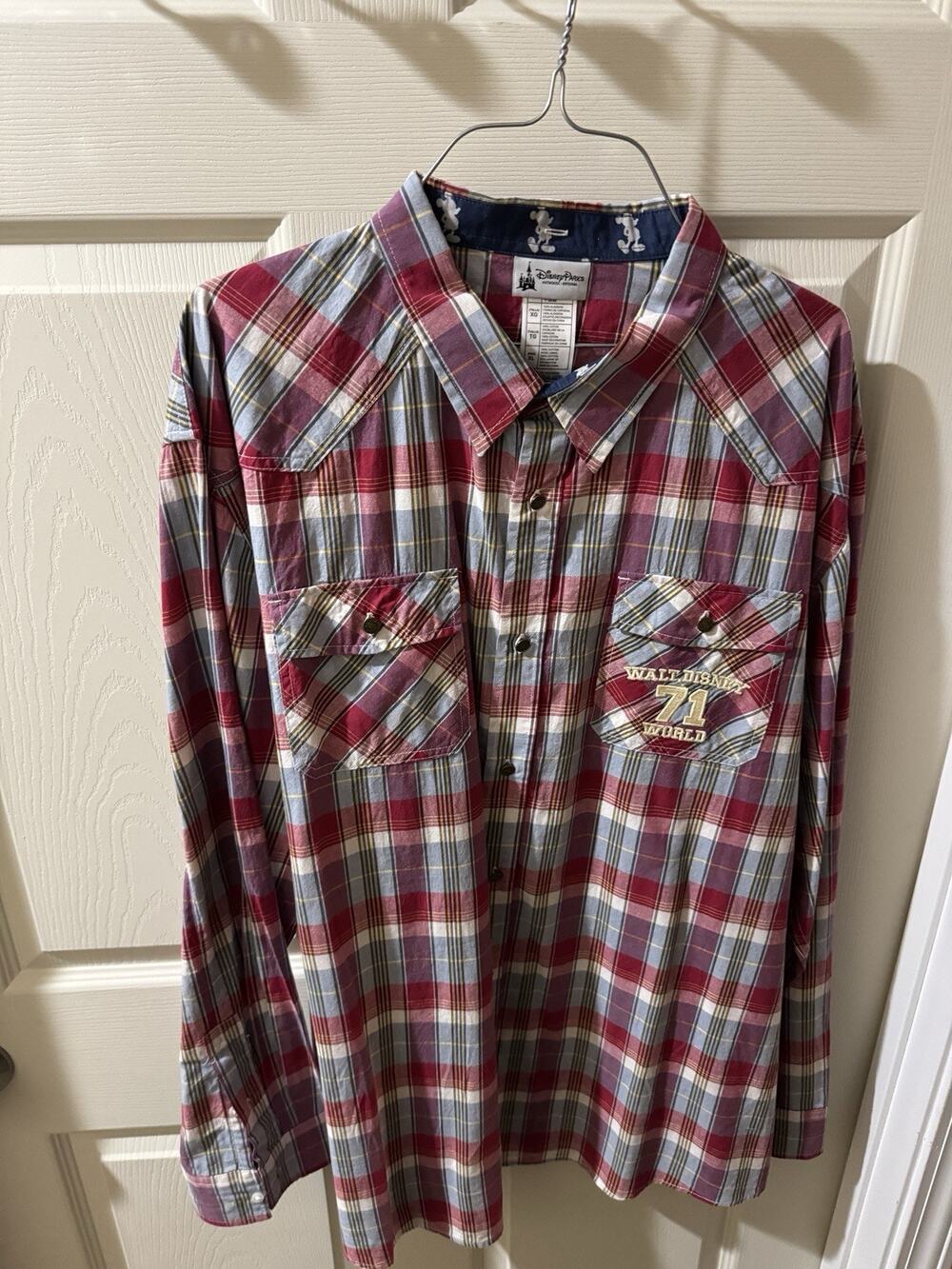 Disney Parks 71 Plaid Shirt Size XL Long Sleeve